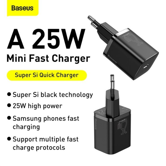 Baseus Super Si Charger 1C 25W dengan Kabel Type C to C 1M - TZCCSUP-L