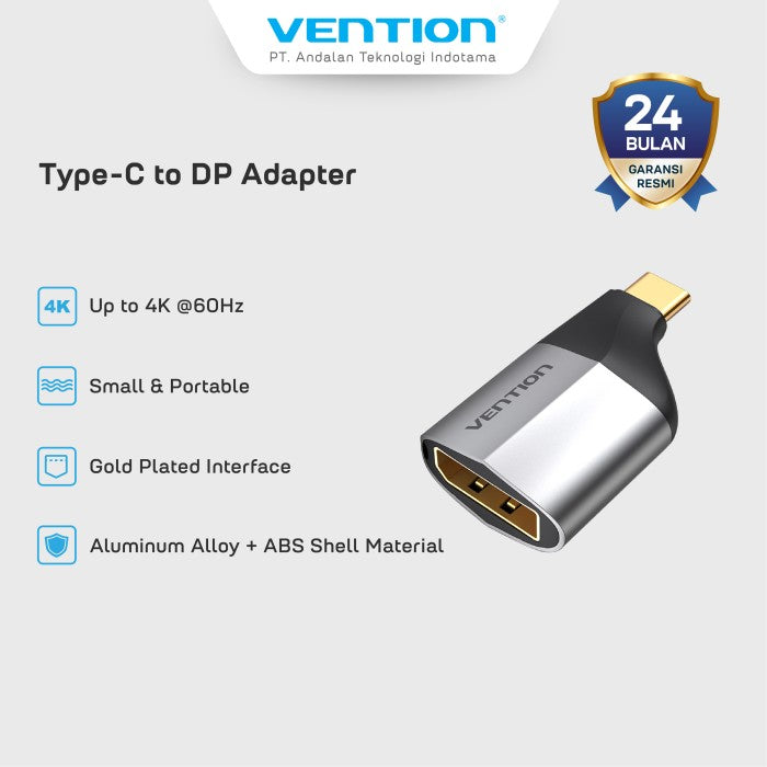 Vention Adapter USB Type C to Displayport/DP Converter Metal Type - TCC