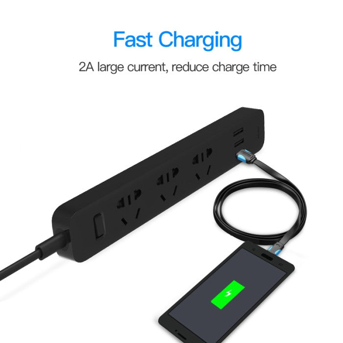 Vention Kabel Charger USB A to Micro Flat 2A Fast Charging - VAS-A08