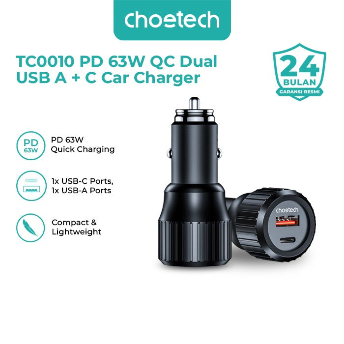 Choetech TC0010 Car Charger Mobil 63W 45W 25W PPS PD QC Dual USB A C