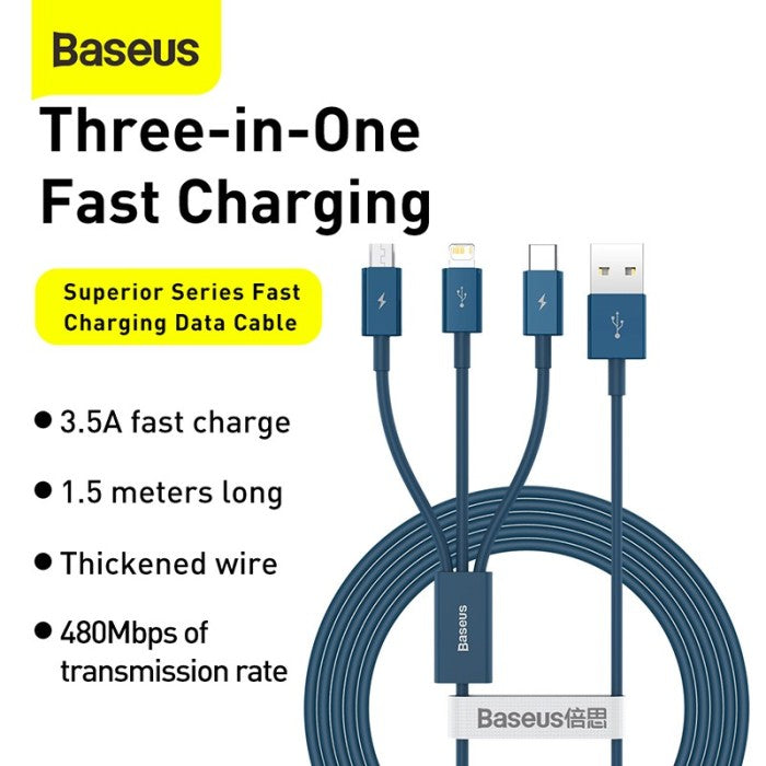 Baseus Superior Series Kabel Charger USB to M L C 1.5M - CAMLTYS-0