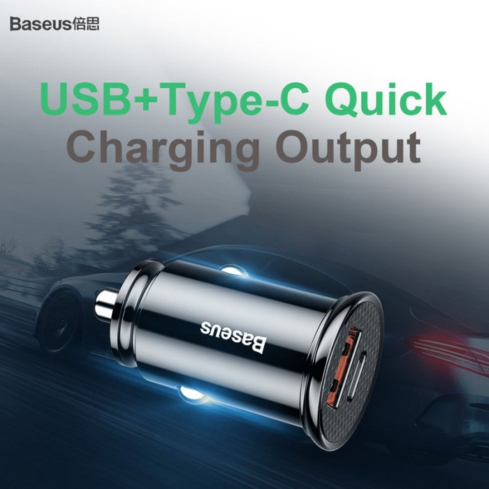 Baseus Circular Plastic A+C 30W PPS Car Charger Black