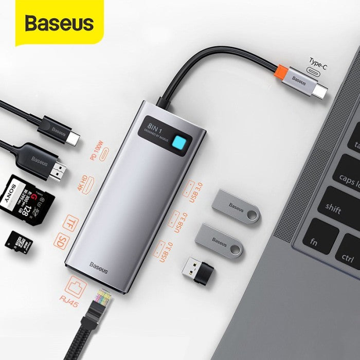 BASEUS Metal Gleam Series 8-in-1 Multifunctional Type-C HUB Docking