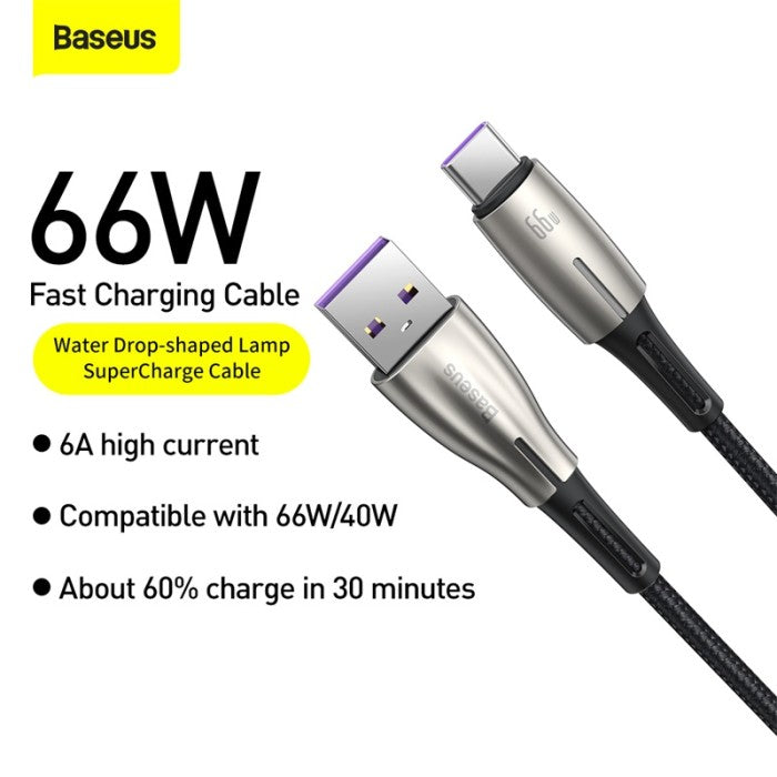 BASEUS Water Drop-shaped Lamp SuperCharge Cable Type-C 2m - CATSD-N