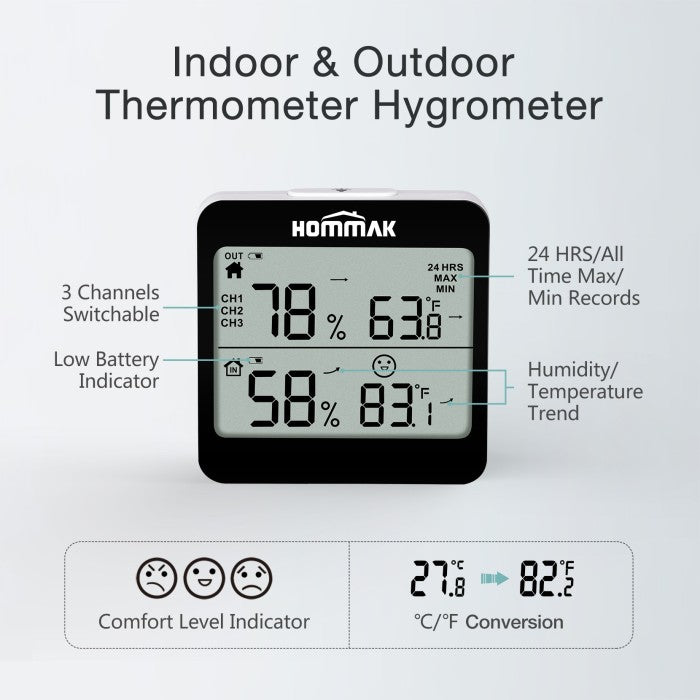MPOW Hommak Wireless Indoor Outdoor Thermometer 3.5'' LCD - HKHM466