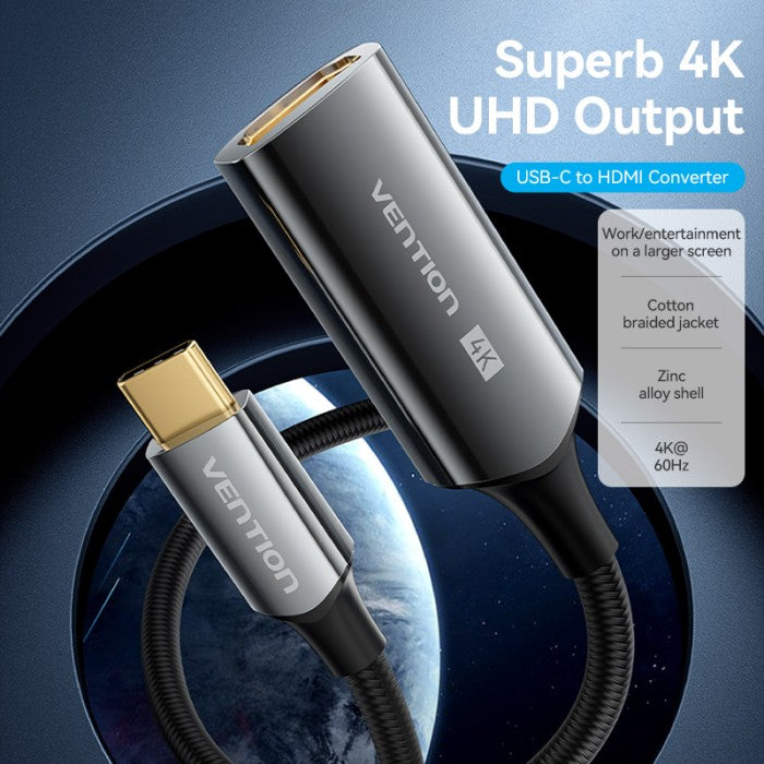 Vention Converter USB C to HDMI 4K Cotton Braided 0.25M - CRE