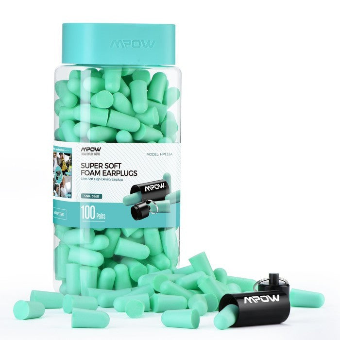 MPOW HP133B Ultra Soft Foam Earplugs 100 Pairs Upgraded 38dB SNR