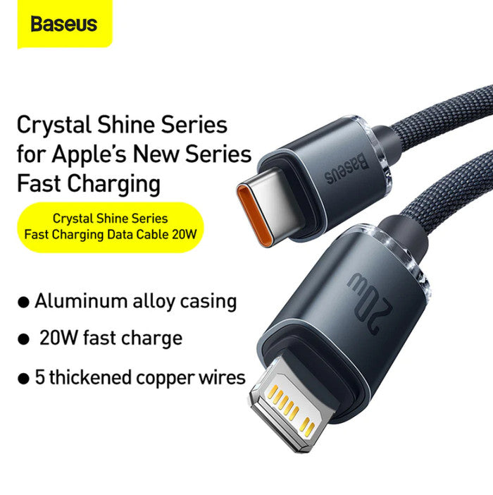 Baseus Crystal Shine Kabel Charger Type C to Lightning 20W - CAJY001