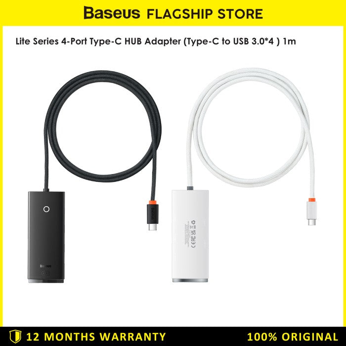 Baseus Hub Adapter Lite Series 1M 4-Port Type C to USB 3.0 - WKQX03