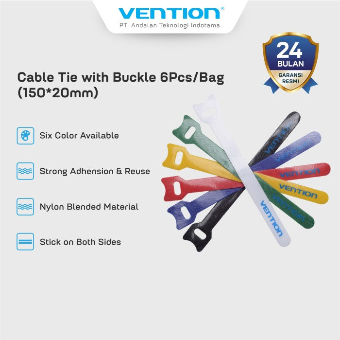 Vention Kabel Ties Nylon Blended With Buckle Tie 6 PCS - KAC