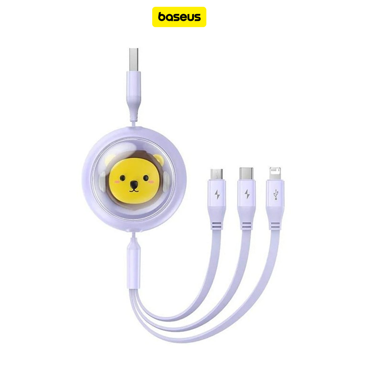 Baseus Leo Retractable Charging Cable 3-in-1 USB to M+L+C 3.5A 1.1m